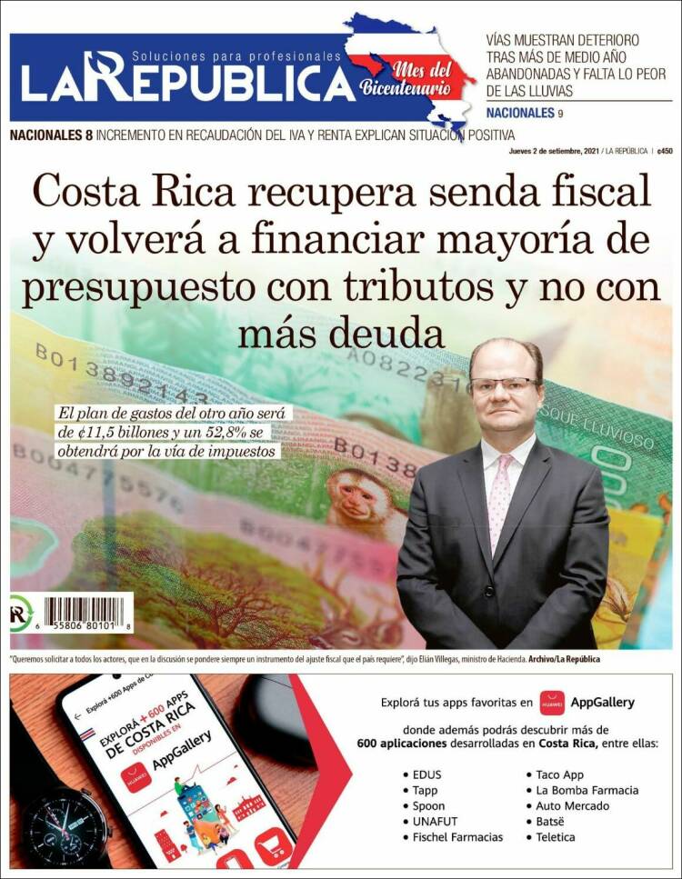 Portada de La República (Costa Rica)