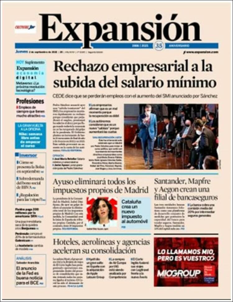 Portada de Expansión (Espa&ntilde;a)