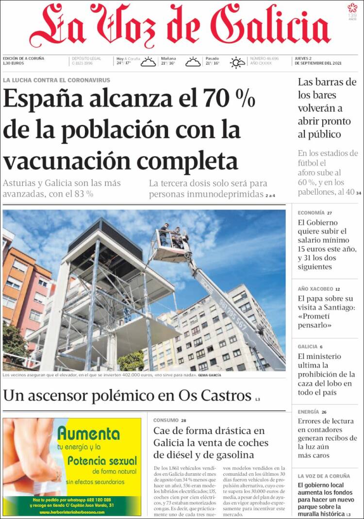 Portada de La Voz de Galicia (Espa&ntilde;a)