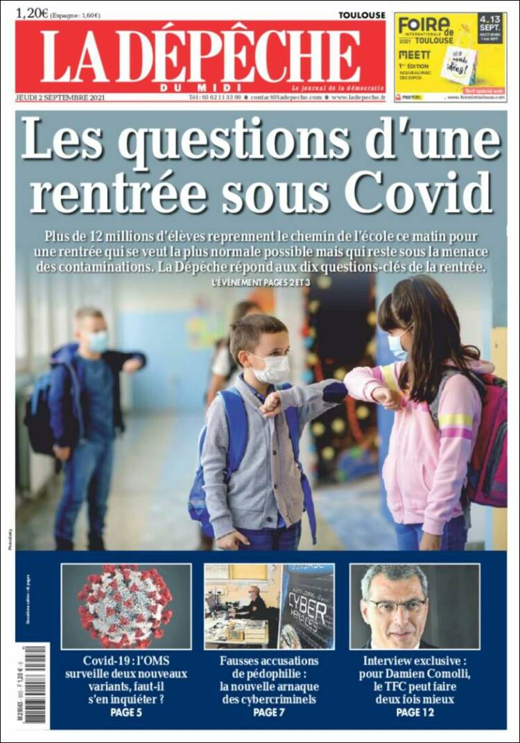 Portada de La Dépêche du Midi (Francia)