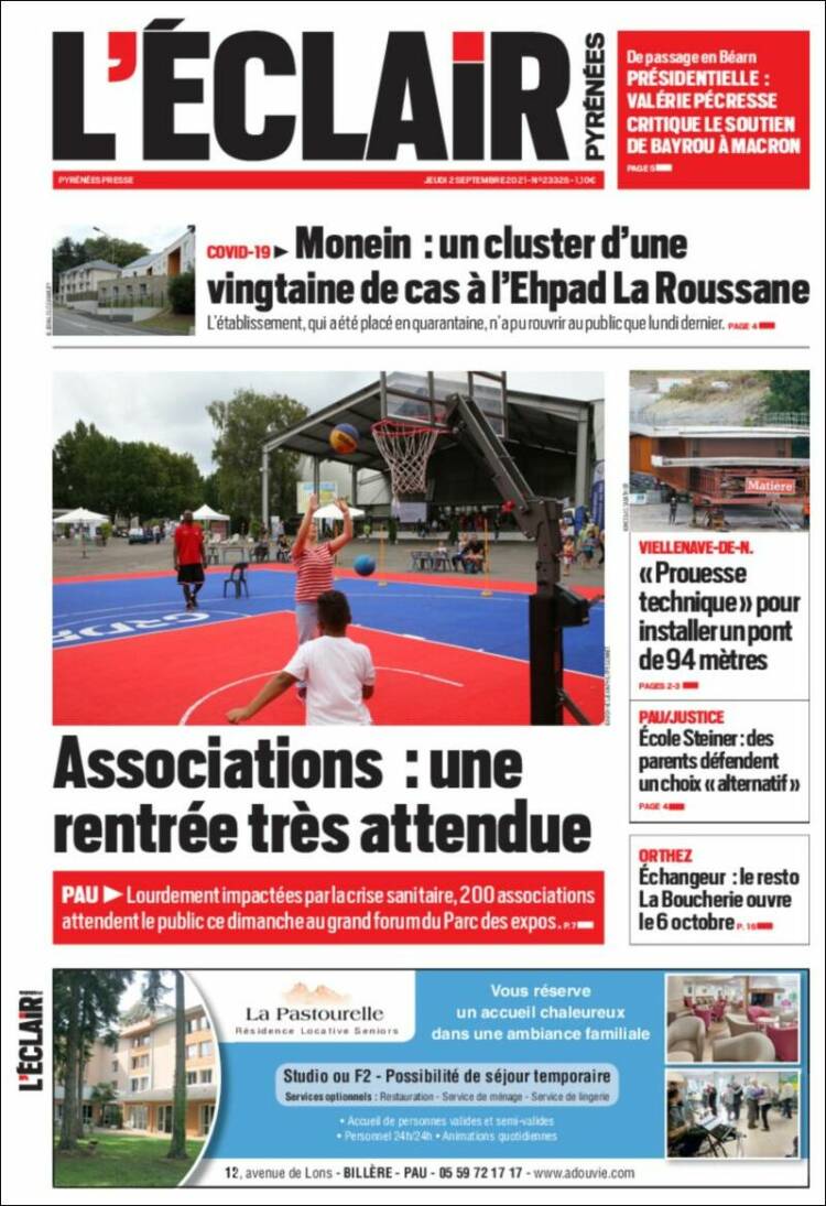 Portada de L'Eclair des Pyrénées (Francia)