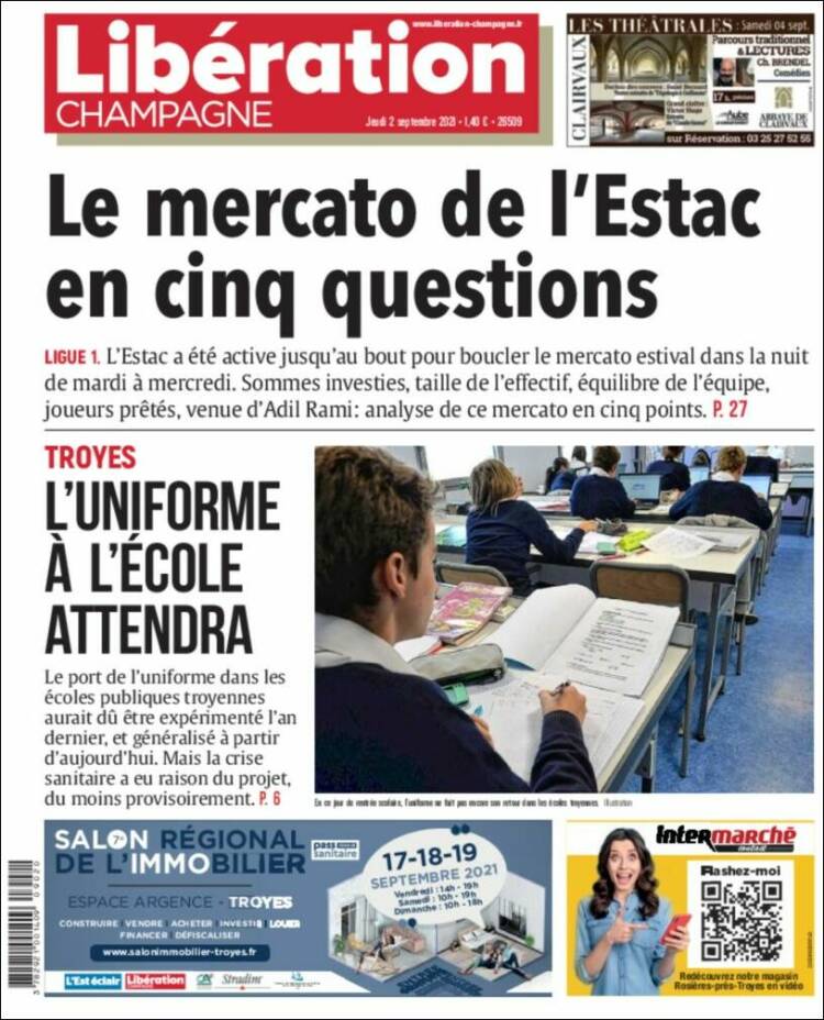 Portada de Libération Champagne (Francia)