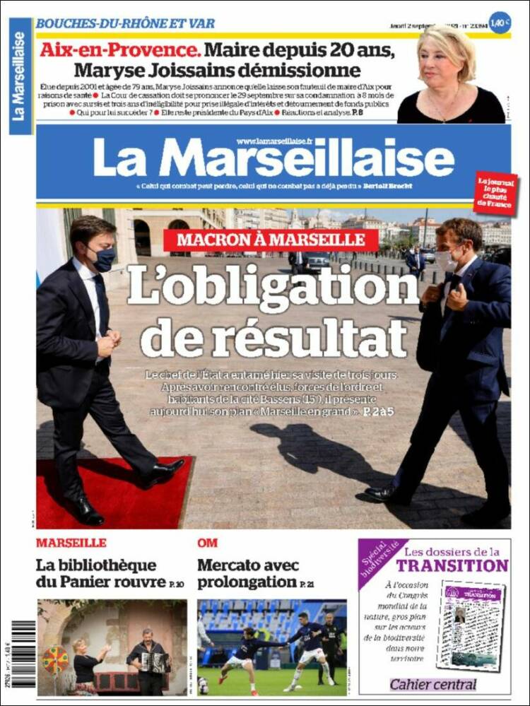 Portada de La Marseillaise (Francia)