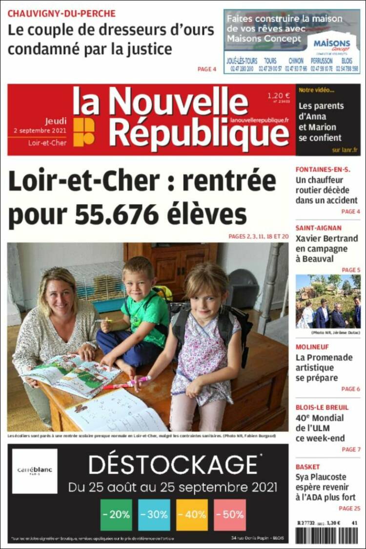 Portada de La Nouvelle Republique (Francia)