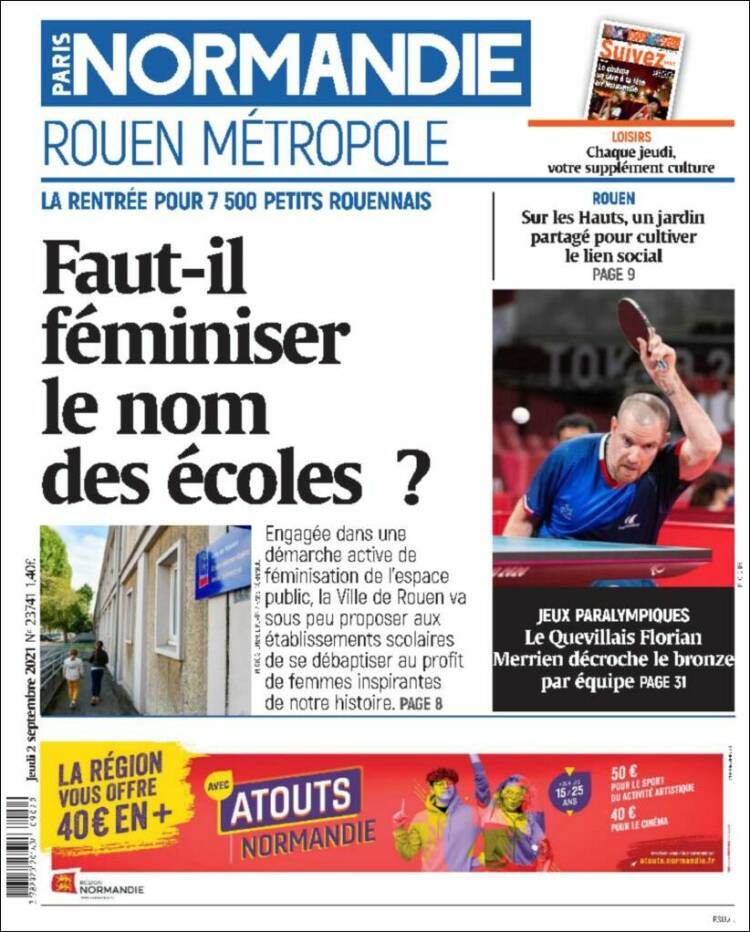 Portada de Paris Normandie (Francia)