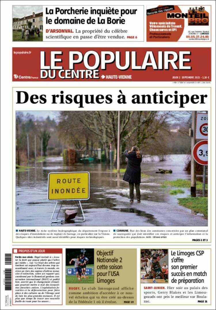 Portada de Le Populaire du Centre (Francia)
