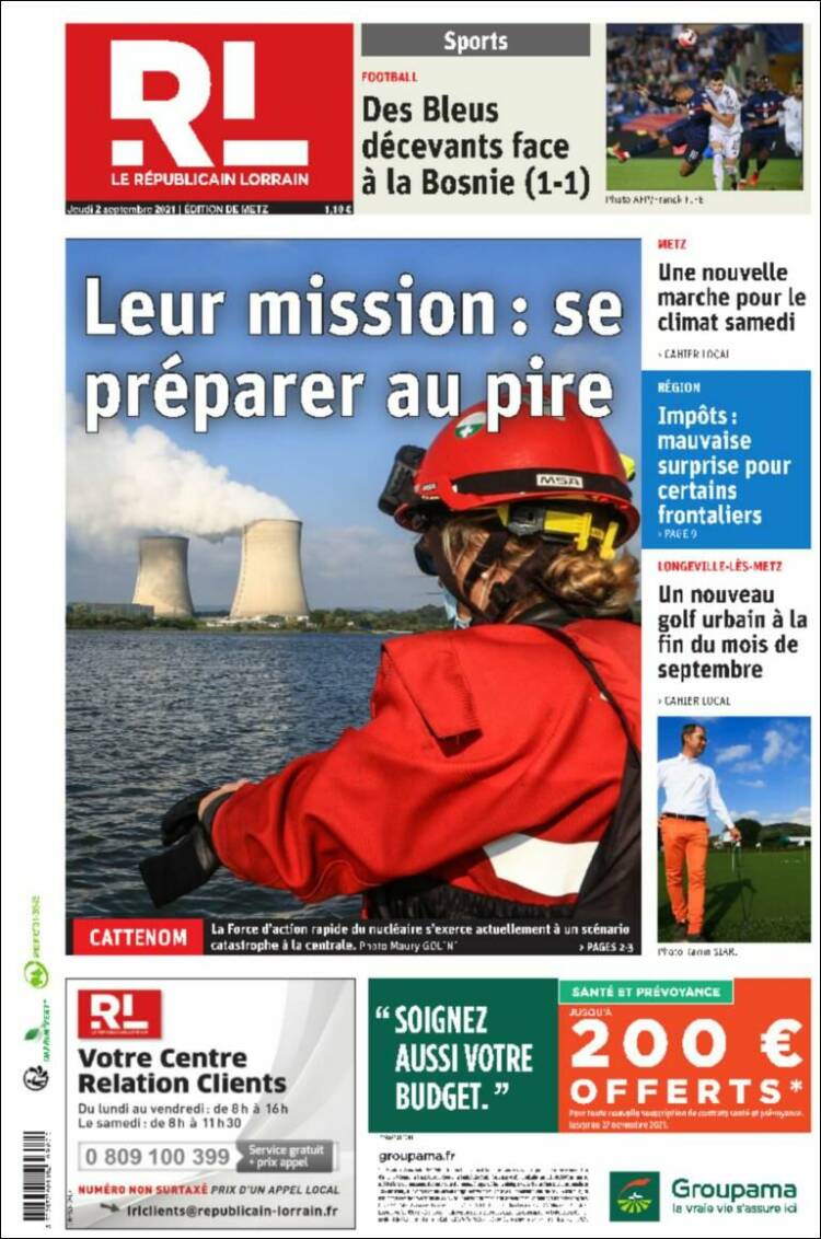 Portada de Le Republicain Lorrain (Francia)