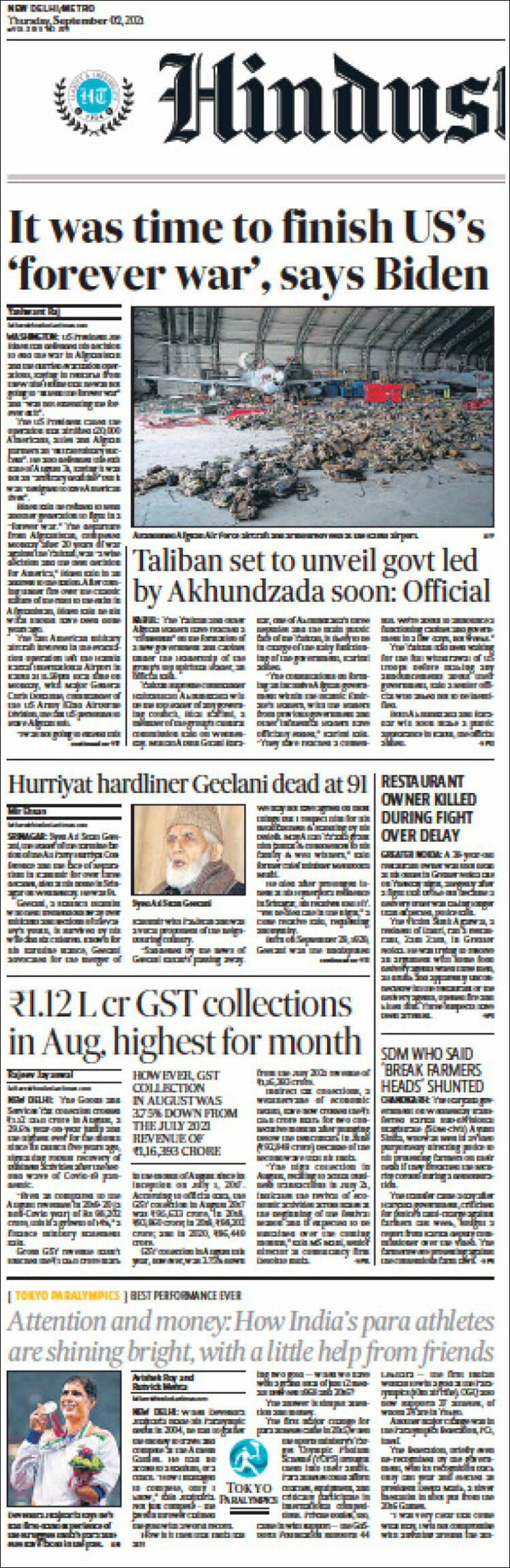 Portada de Hindustan Times (India)