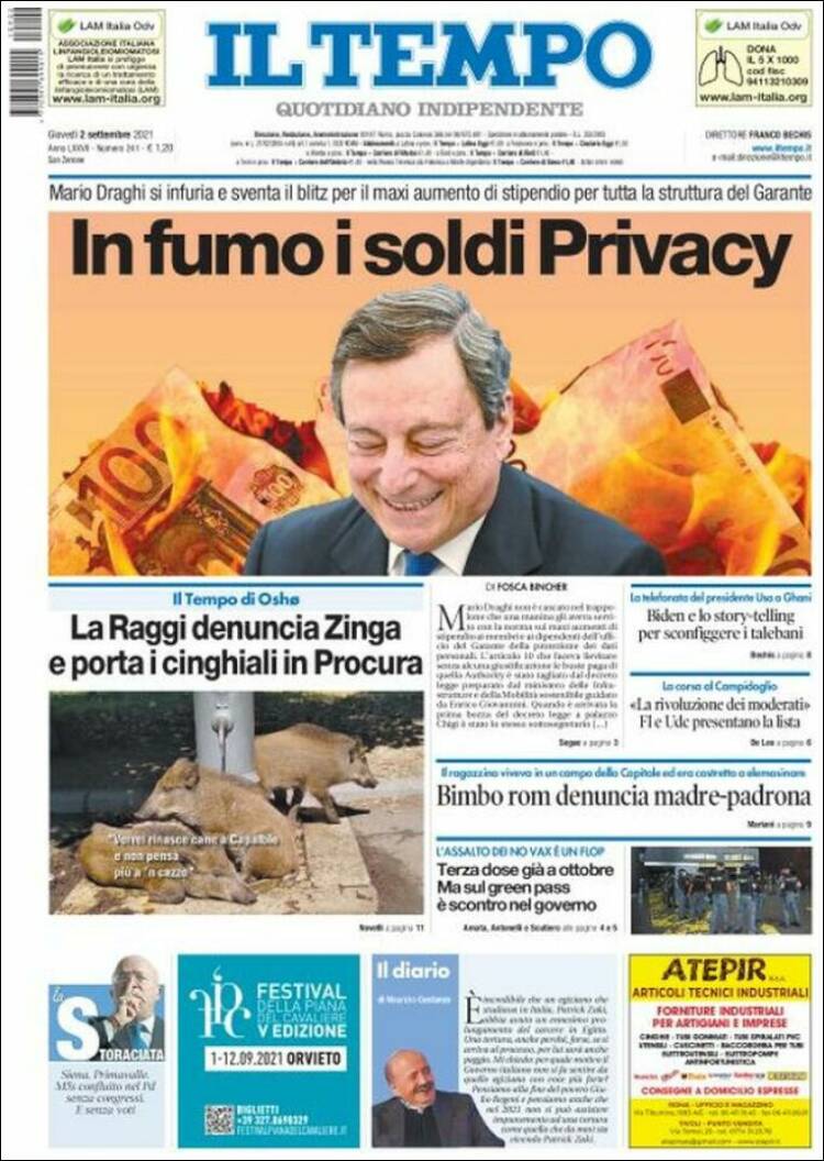 Portada de Il Tempo (Italia)