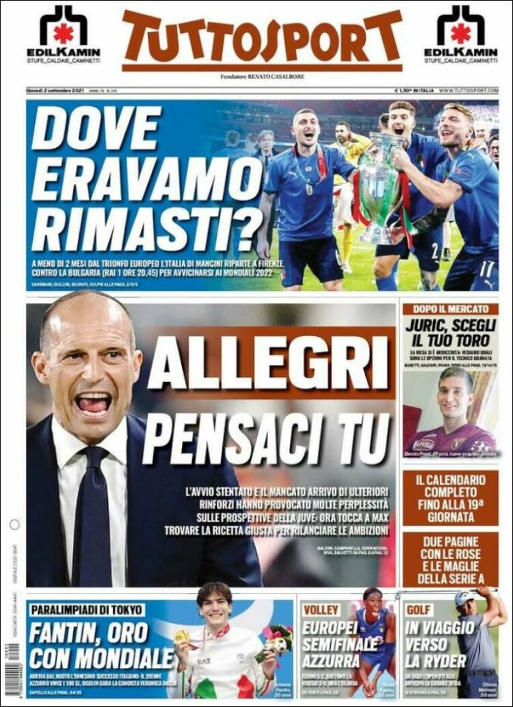 Portada de Tuttosport (Italia)