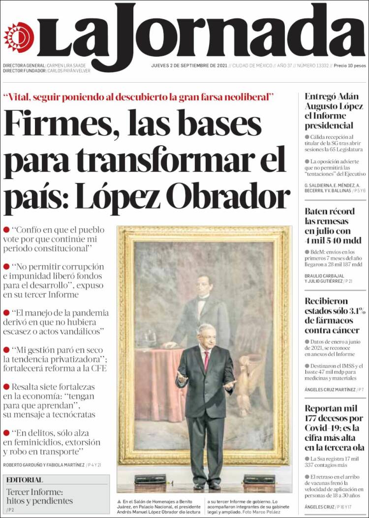 Portada de La Jornada (M&eacute;xico)