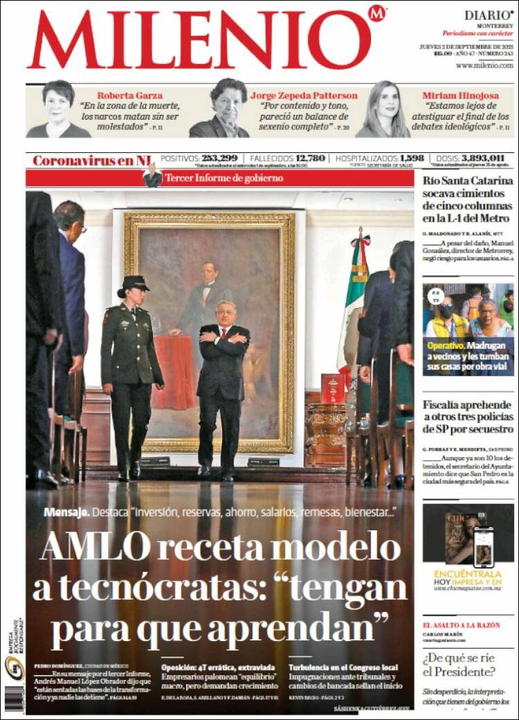 Portada de Milenio de Monterrey (M&eacute;xico)