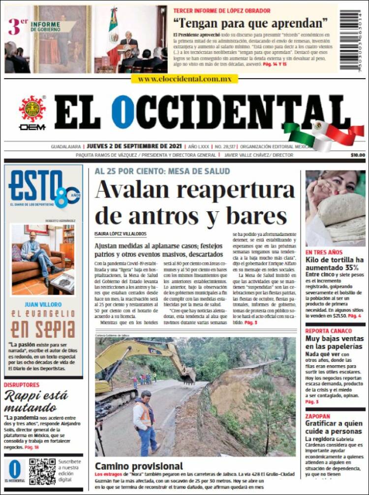 Portada de El Occidental (M&eacute;xico)