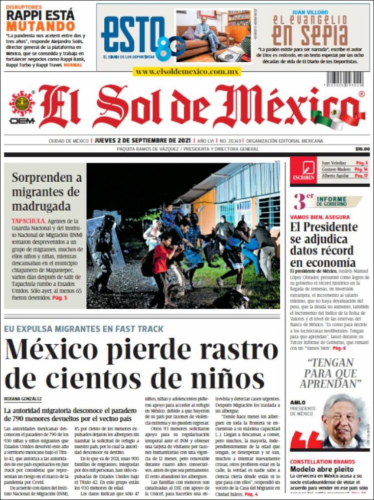Portada de El Sol de México (M&eacute;xico)