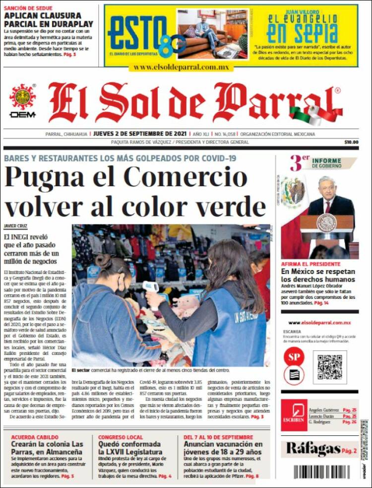 Portada de El Sol de Parral (M&eacute;xico)