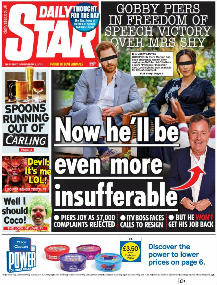 Portada de Daily Star (Reino Unido)