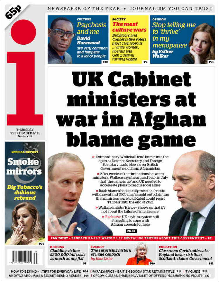 Portada de The i (Reino Unido)