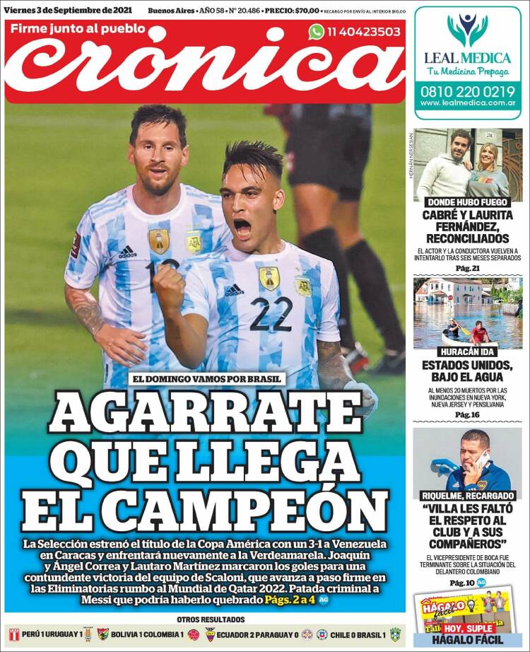 Portada de Crónica (Argentina)