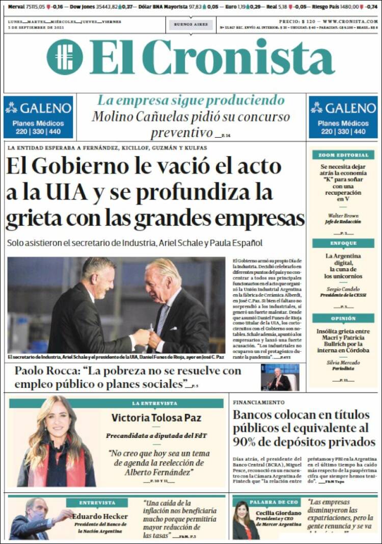 Portada de El Cronista Comercial (Argentina)