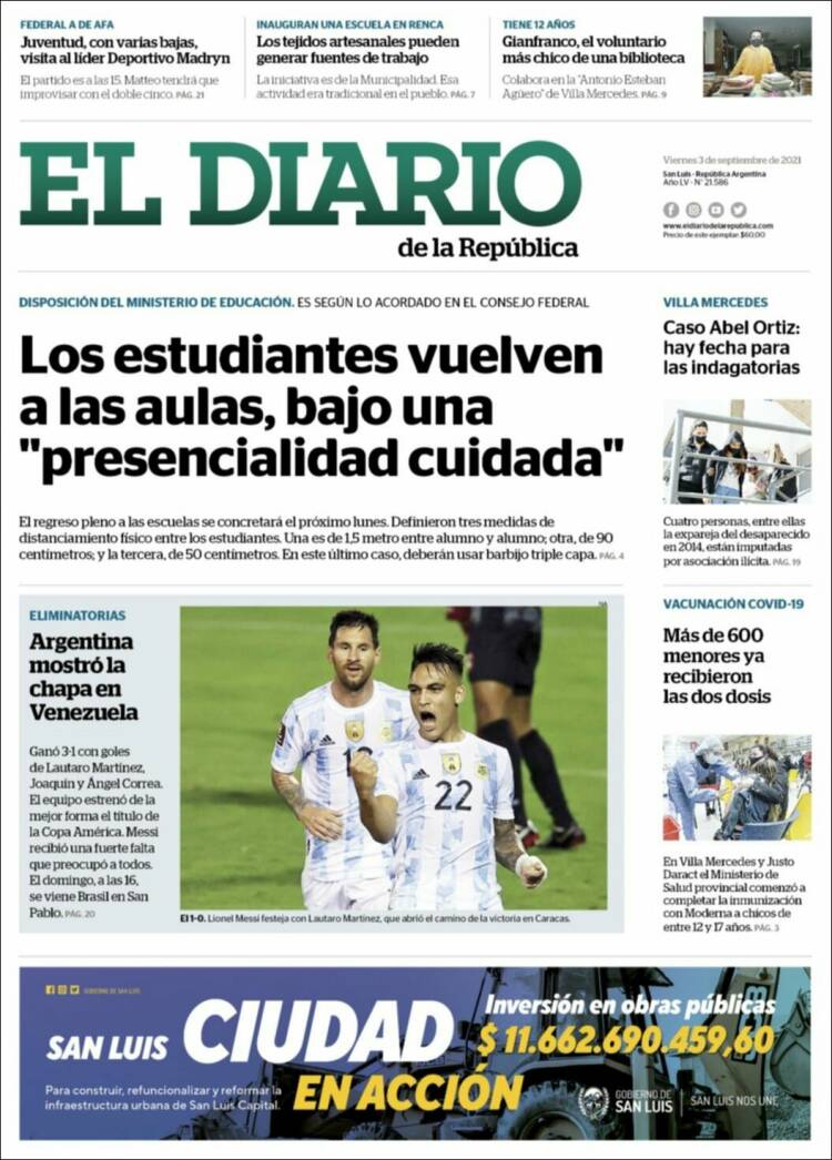 Portada de Diario de la República (Argentina)