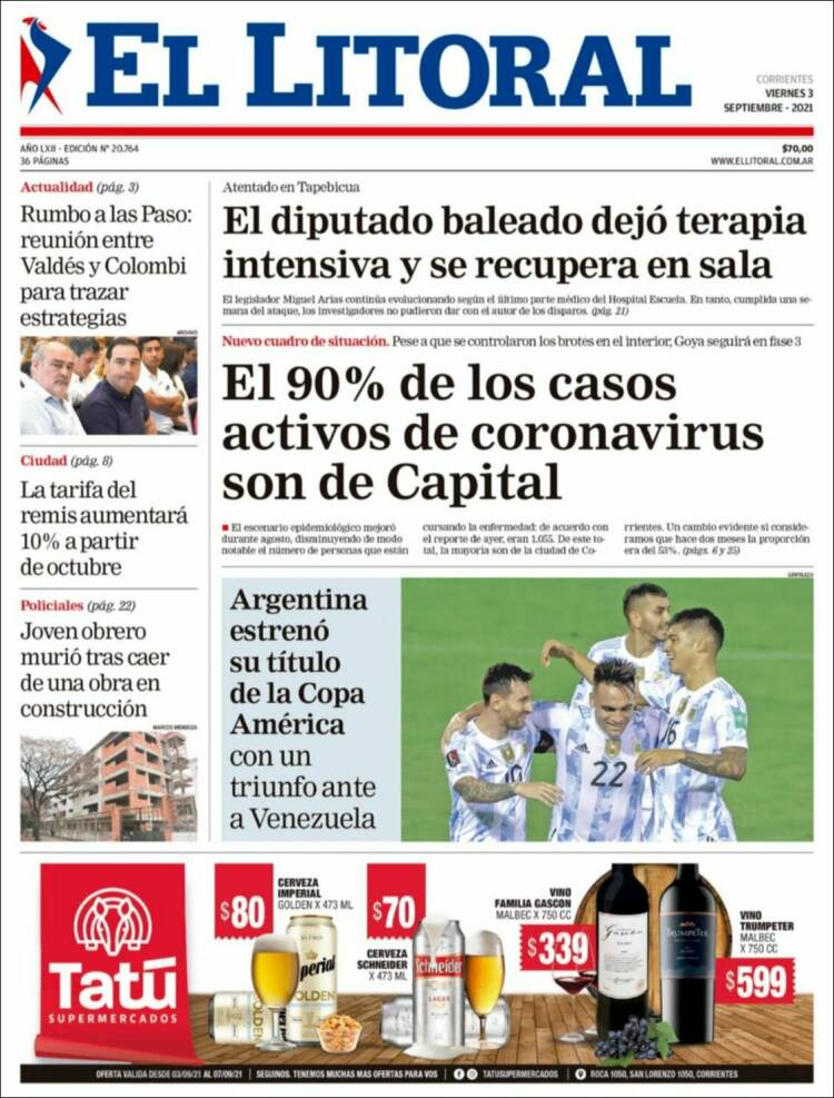 Portada de El Litoral Corrientes (Argentina)