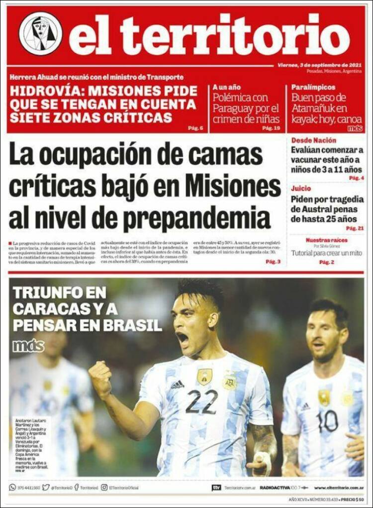 Portada de El Territorio (Argentina)