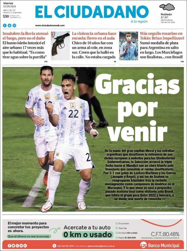 Portada de Diario El Ciudadano (Argentina)