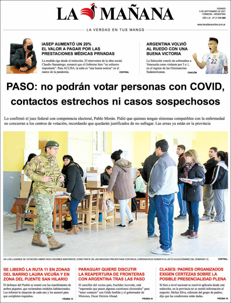 Portada de Diario La Mañana (Argentina)