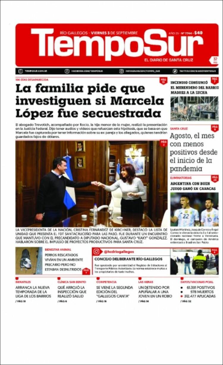 Portada de Tiempo Sur (Argentina)