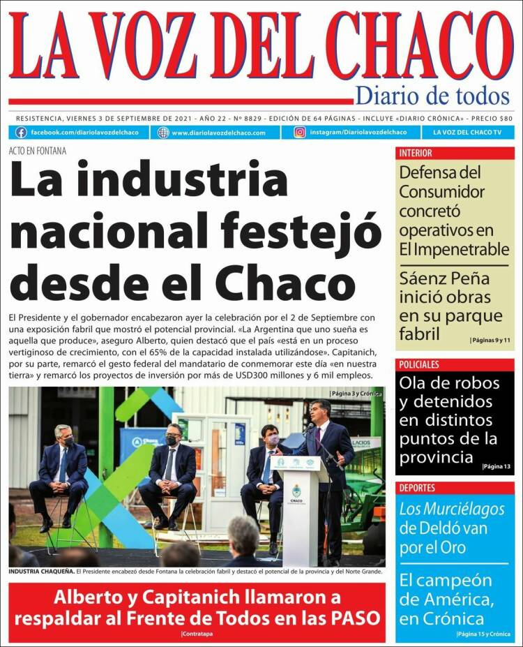 Portada de La Voz del Chaco (Argentina)