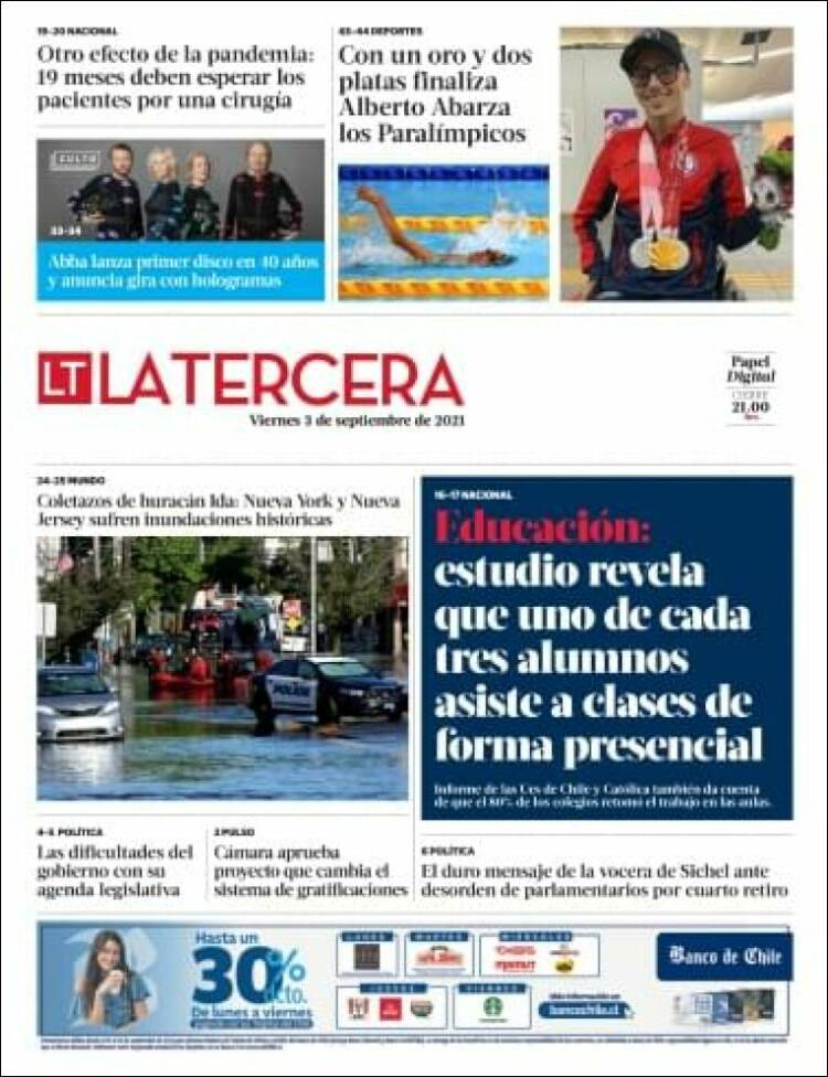 Portada de La Tercera (Chile)