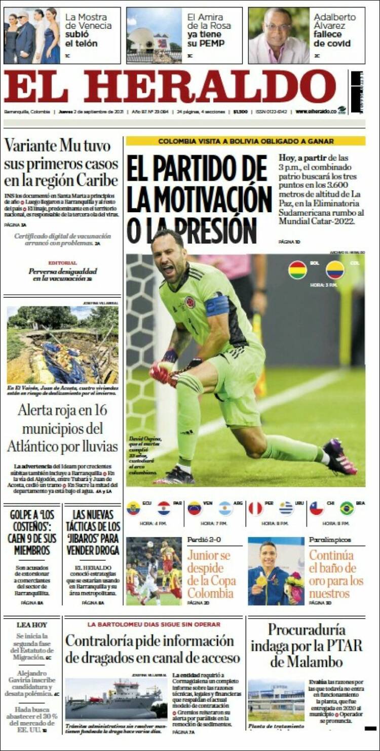 Portada de El Heraldo (Colombia)