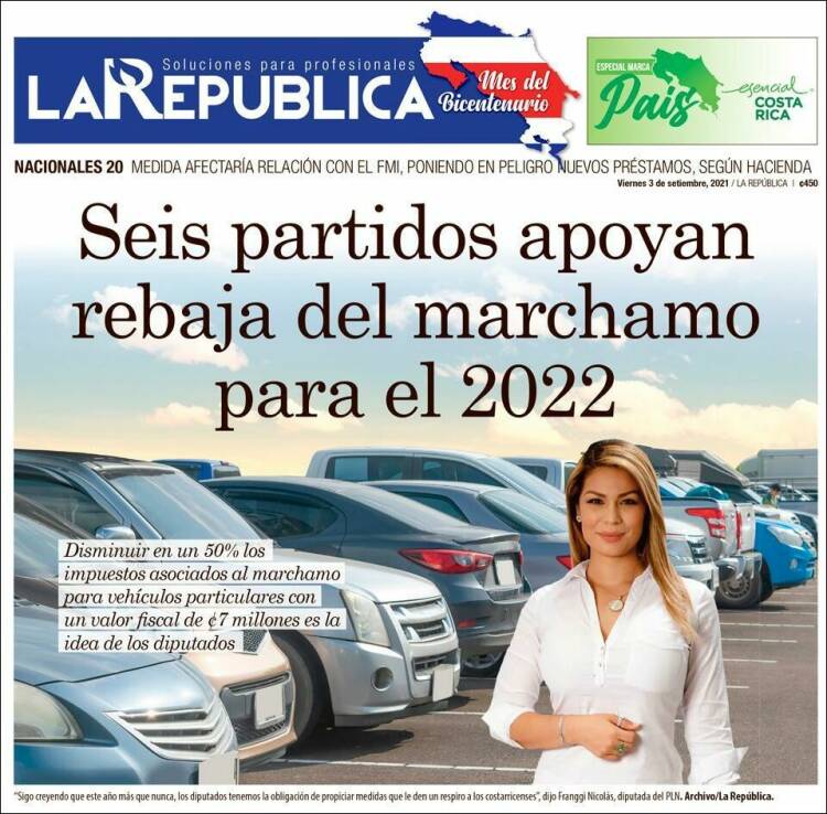 Portada de La República (Costa Rica)
