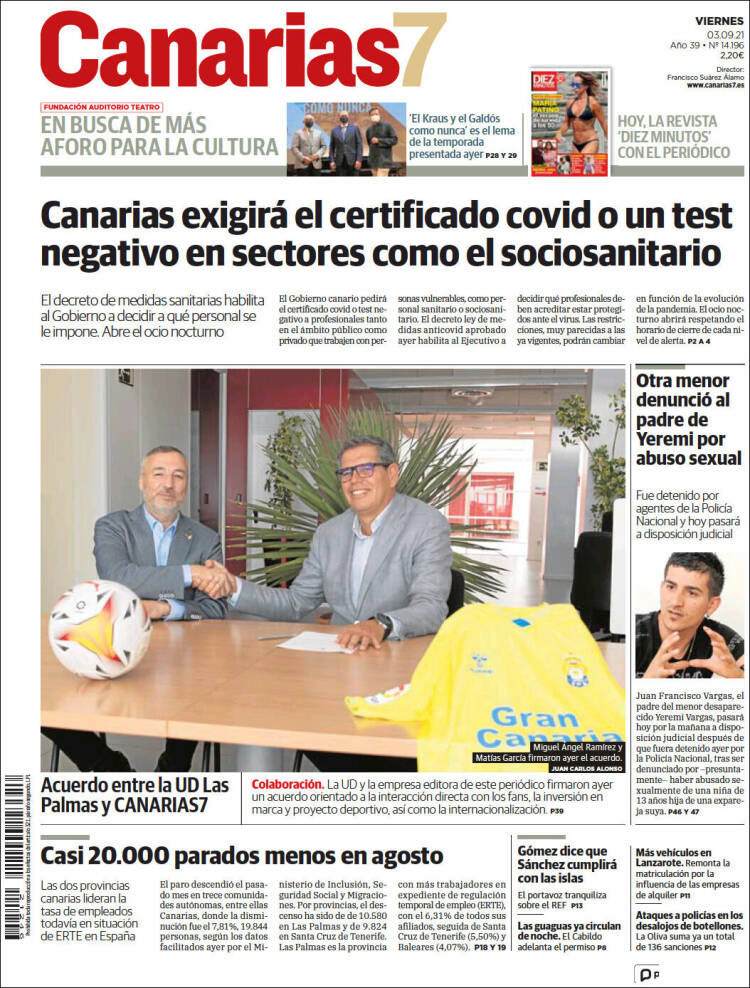 Portada de Canarias 7 (España)