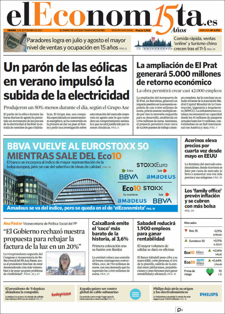 Portada de El Economista (Espa&ntilde;a)