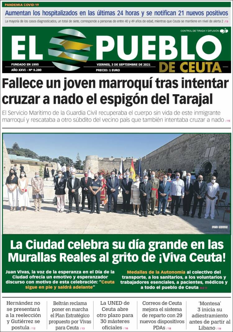 Portada de El Pueblo de Ceuta (España)