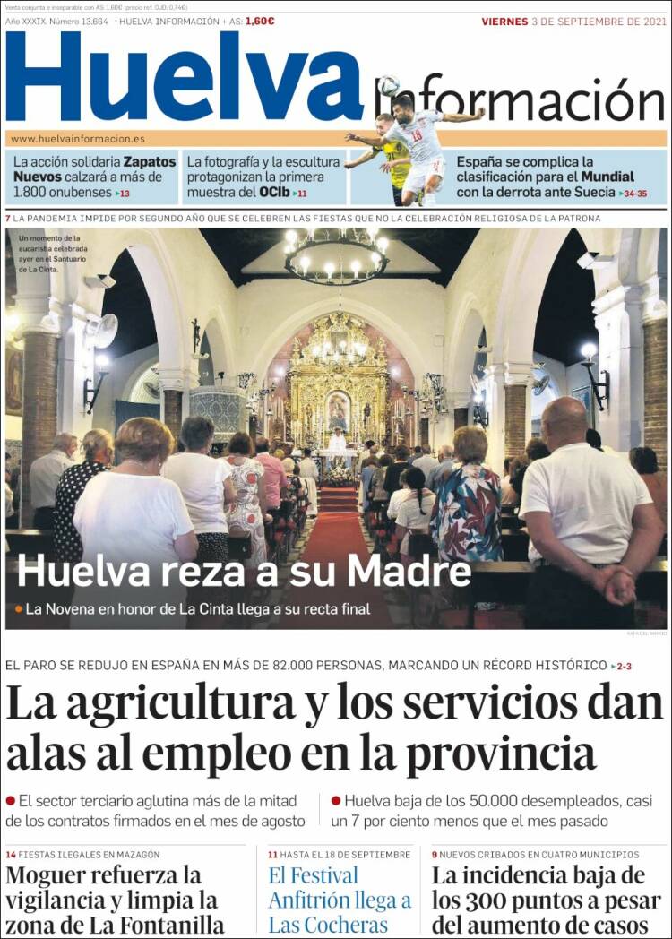 Portada de Huelva Información (España)