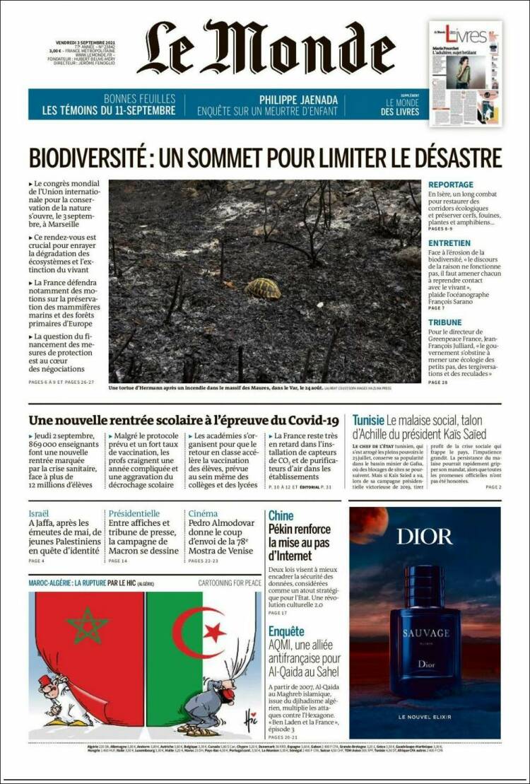 Portada de Le Monde (Francia)
