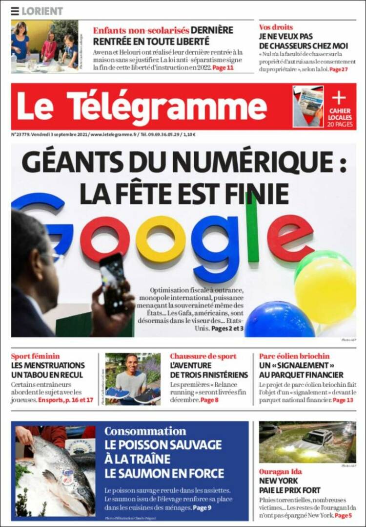 Portada de Télégramme (Francia)