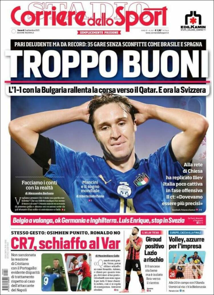Portada de Corriere dello Sport (Italia)