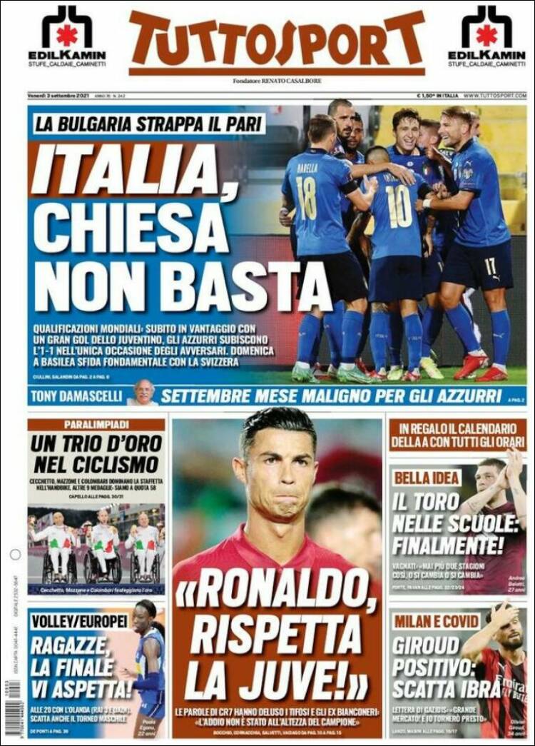 Portada de Tuttosport (Italia)