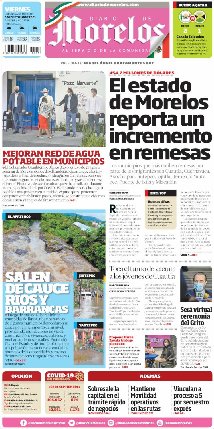 Portada de Diario de Morelos (M&eacute;xico)