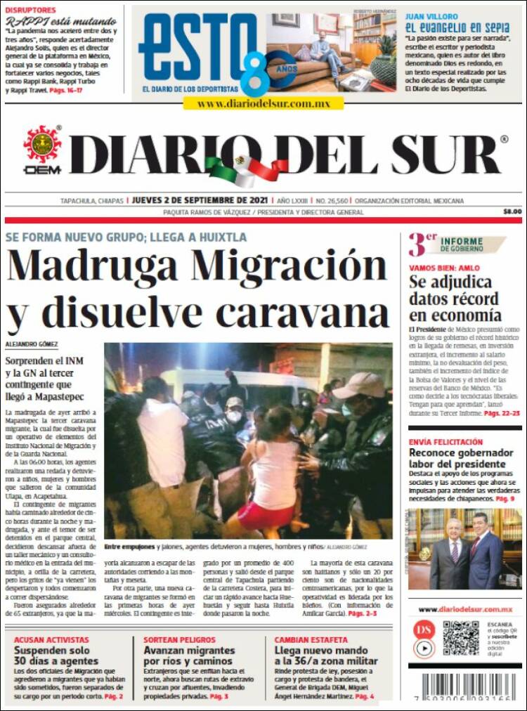 Portada de El Diario del Sur (M&eacute;xico)
