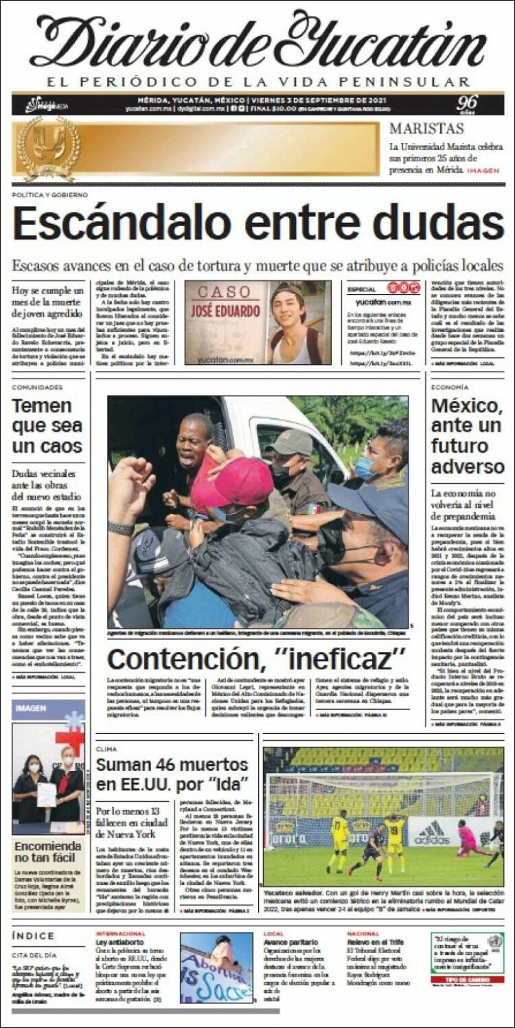 Portada de Diario de Yucatán (M&eacute;xico)