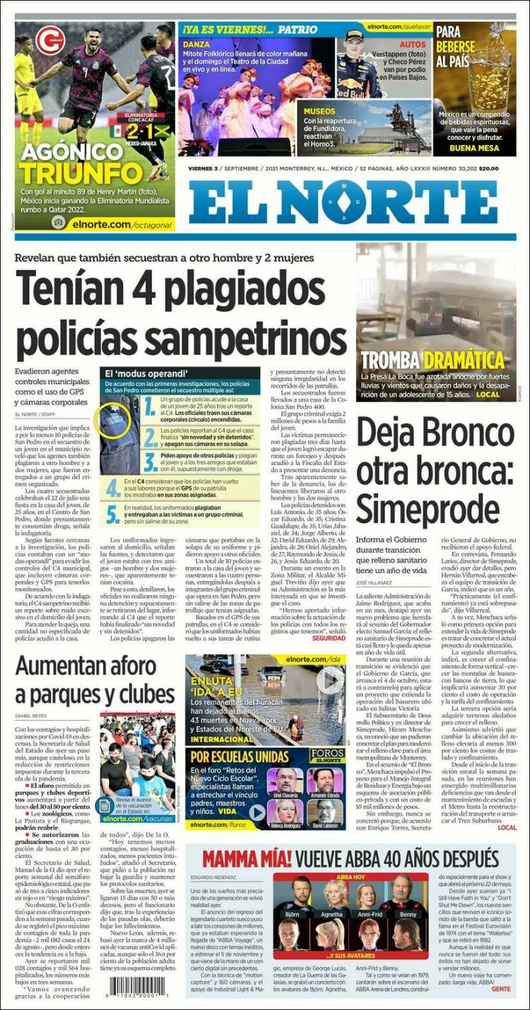 Portada de El Norte (M&eacute;xico)