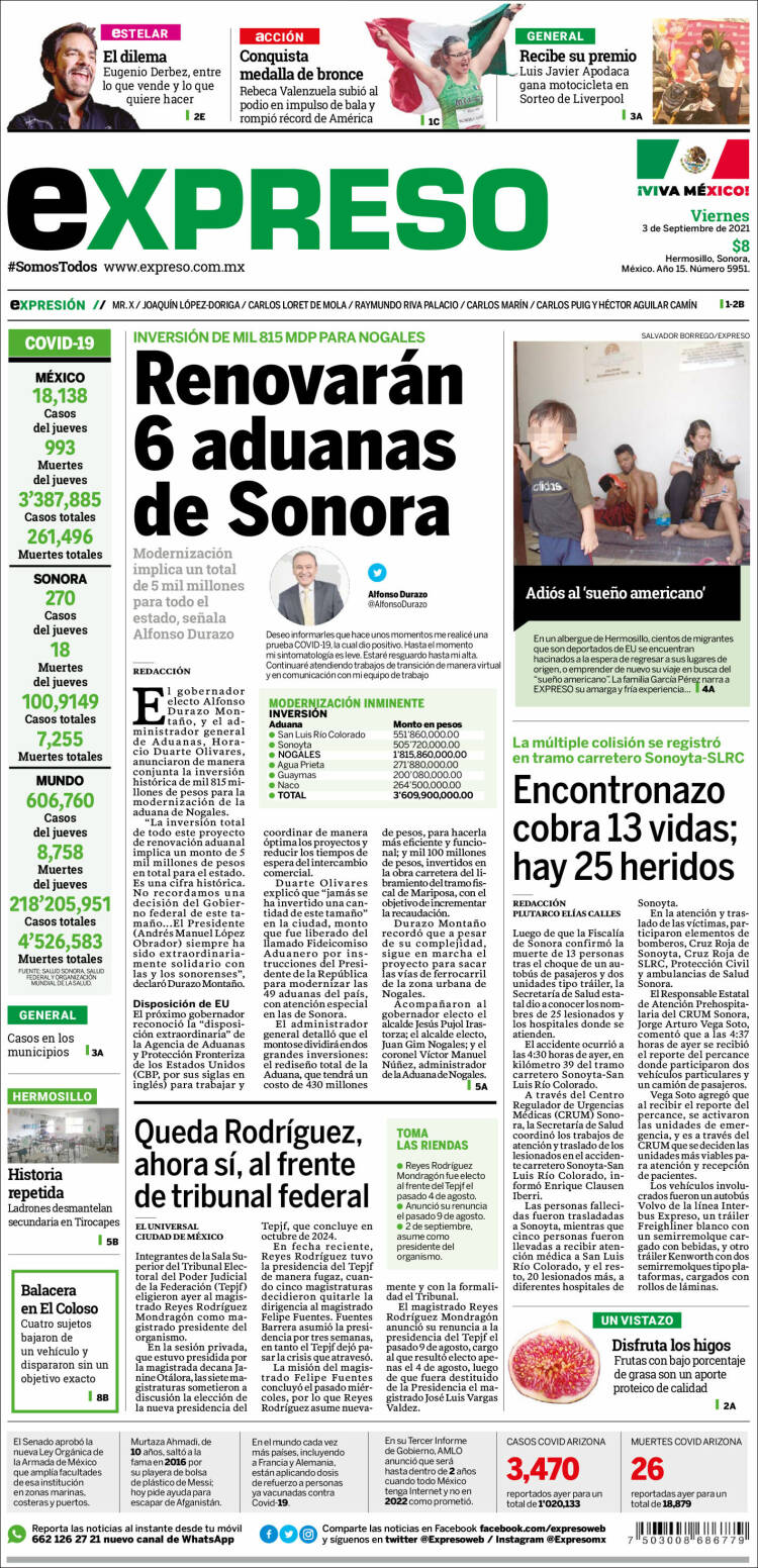 Portada de Expreso (M&eacute;xico)