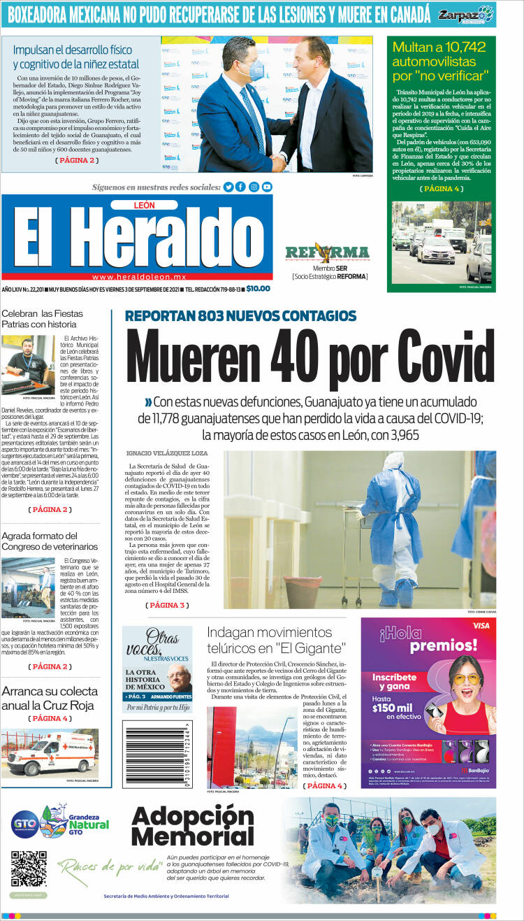 Portada de El Heraldo de León (M&eacute;xico)
