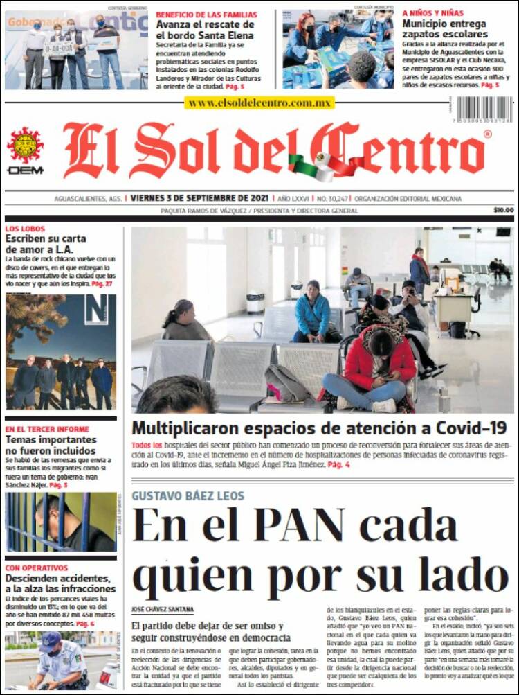 Portada de El Sol del Centro (M&eacute;xico)
