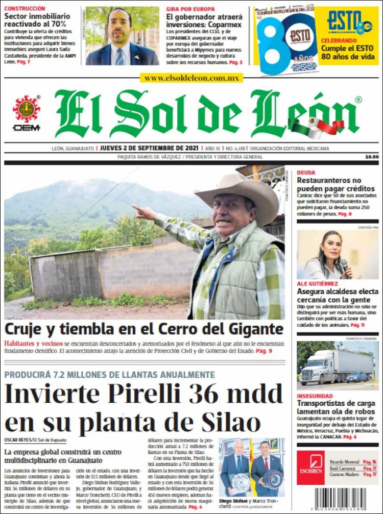 Portada de El Sol de León (M&eacute;xico)