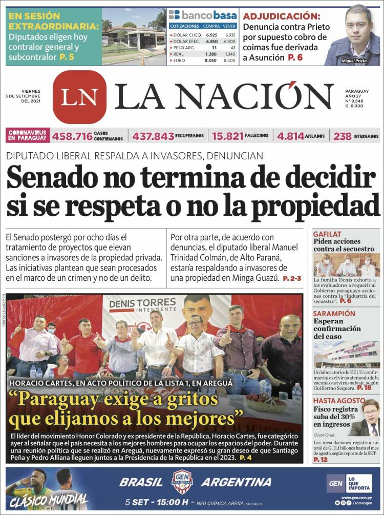 Portada de La Nación (Paraguay)